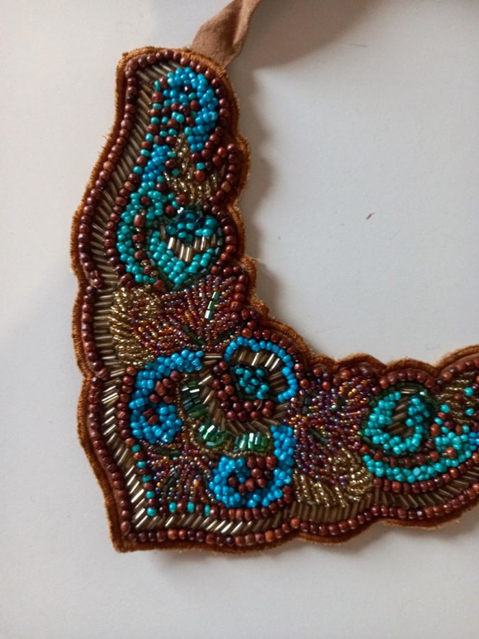 💝Collier bohème en tissu et perles - photo numéro 2