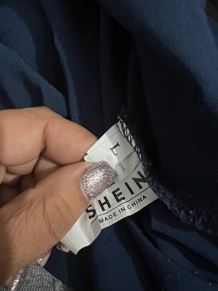 Blouse tunique femme bleu foncé taille L SHEIN comme neuve - photo numéro 3