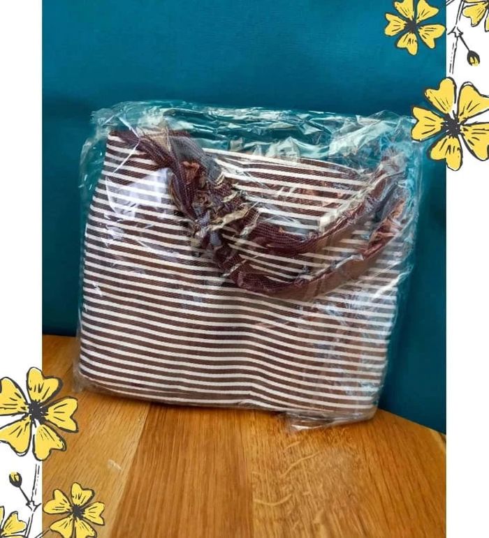 Sac isotherme rayé marron – Compact & pratique - lunchbox d’été - photo numéro 7