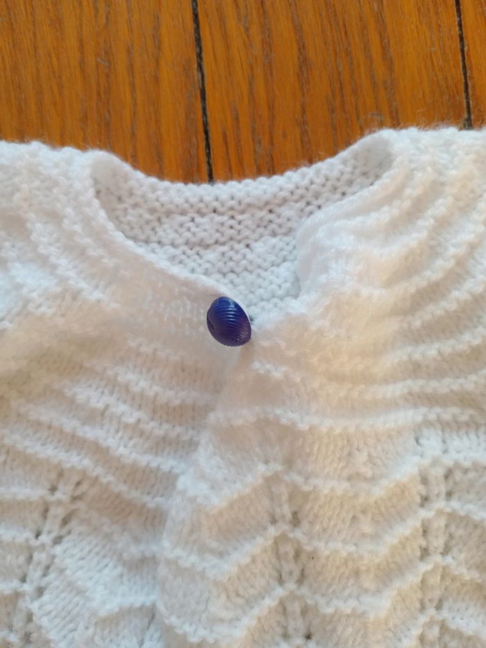 Gilet fille ou garçon, mixte, hiver tricot fait main 1-3 mois - photo numéro 3