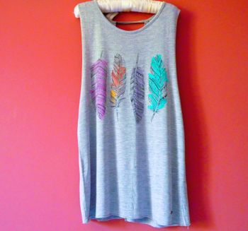 T-shirt Fille O'Neill 14 ans TBE debardeur plume collection été gris