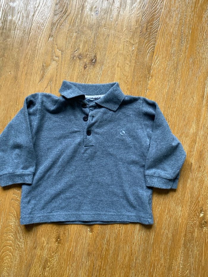 Polo à manches longues gris avec logo Absorba