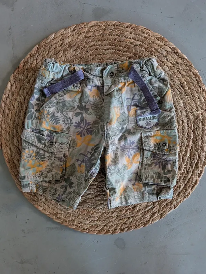 Short kaki orange garçon 12 mois