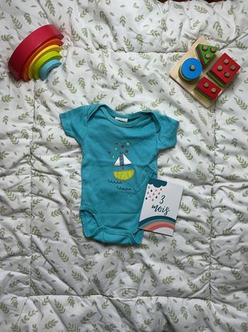 body manches courtes bleu mots d'enfants 3 mois