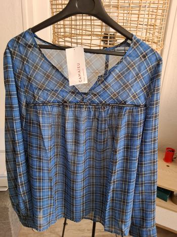 Blouse à carreaux taille 38 Camaieu