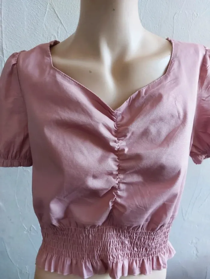 Blouse rose élégante à manches courtes - photo numéro 2