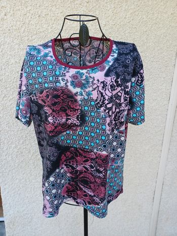 tee shirt bleu et rose xl