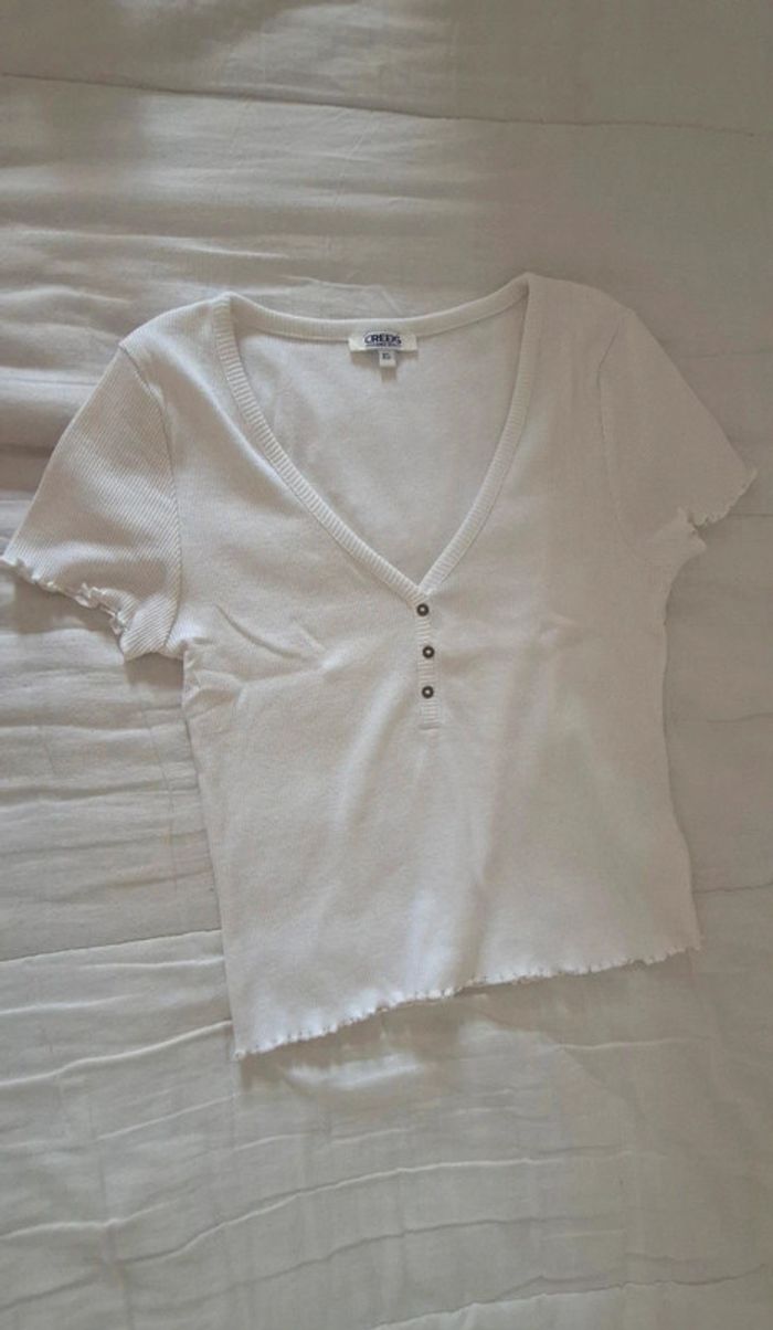 Lot de 2 Tee-shirt manches courtes / top d'été creeks (1 violet/lila et 1 blanc) - photo numéro 5
