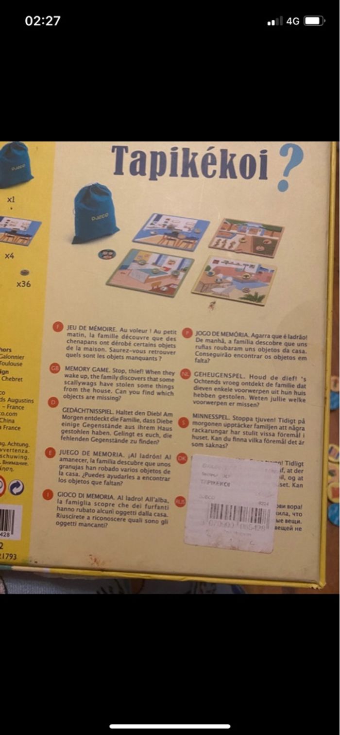 Jeux de société  enfant tapikékoi - photo numéro 3