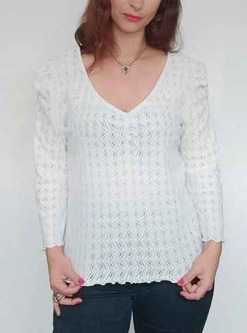 Blouse dentelle blanche chic vintage taille 42
