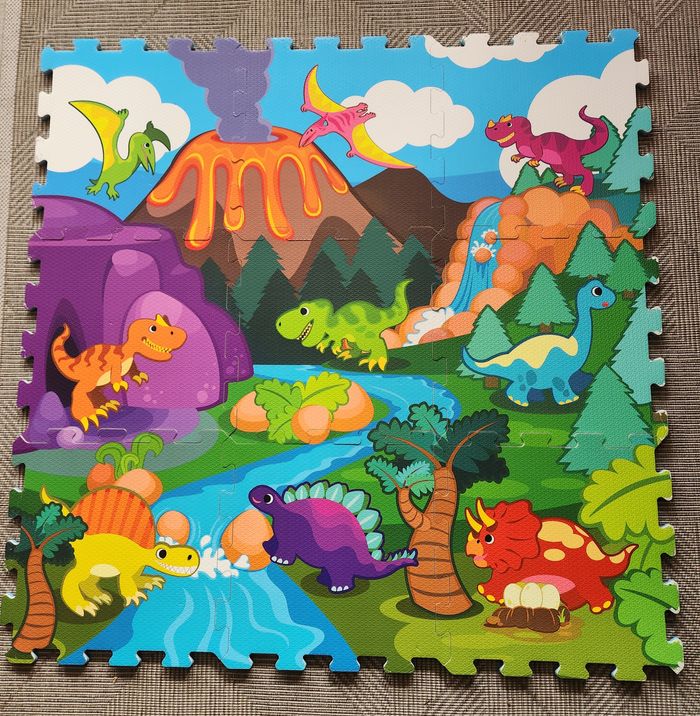 Tapis de sol 9 dalles mousse Dinosaures