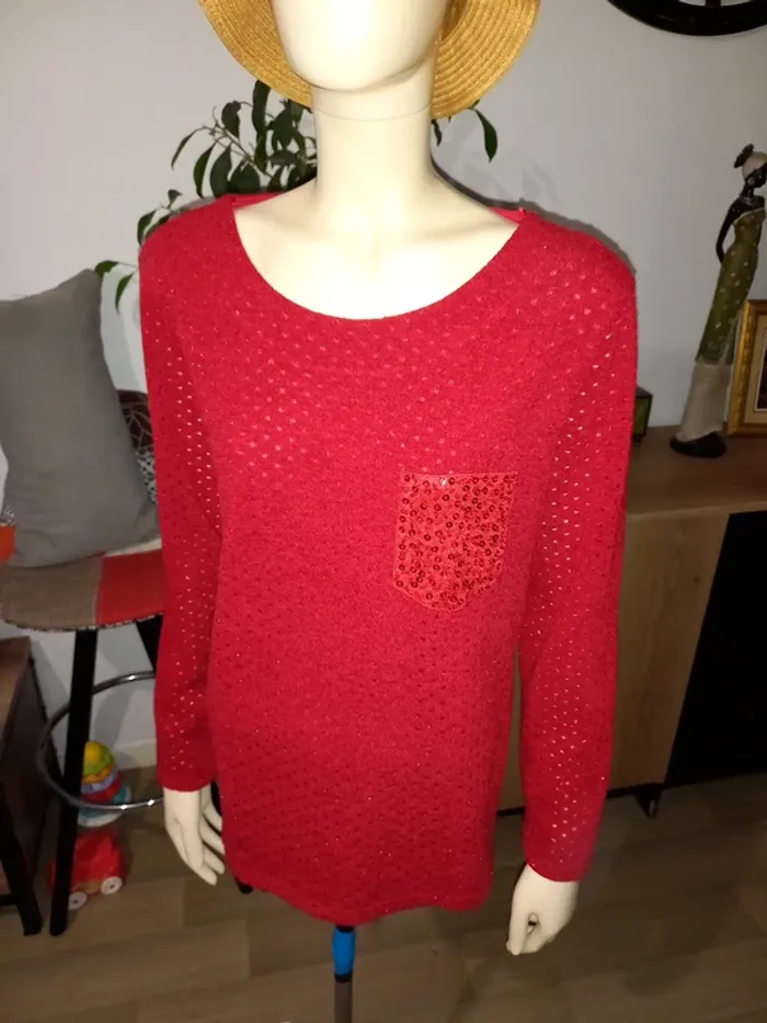 Pull femme bordeau T. 42 - photo numéro 5