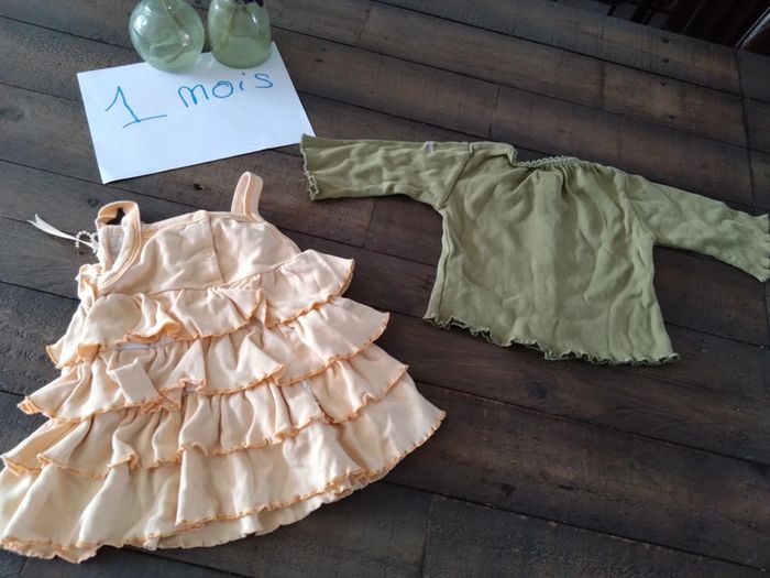 Lot robe été et gilet Vert été bébé fille 1 mois - photo numéro 4