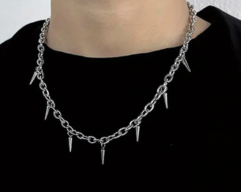 Collier spike Pic clou Gothique punk rave argenté ** N E U F **