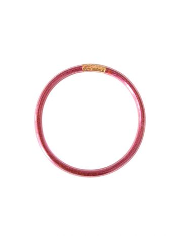 Bracelet jonc bouddhiste tibetain plastique brillant pailleté rose fushia
