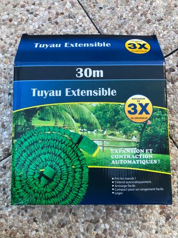 Flexible extensible 30 m avec embout pour arrosage extérieur