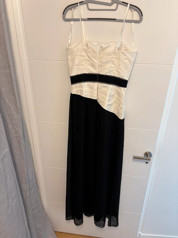 Robe longue cocktail S noir et crème - photo numéro 4