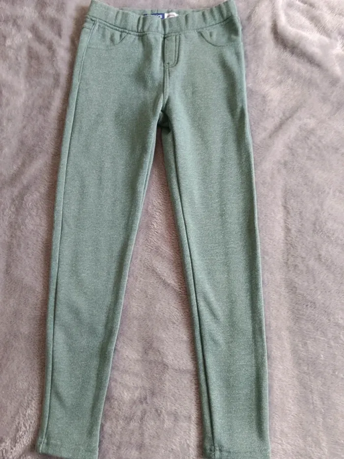 Jegging vert 10 ans Okaïdi fils argentés