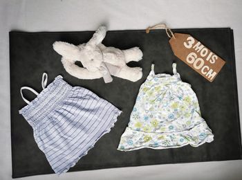 Débardeurs 👣 lot 2 hauts fines bretelles, 3 mois