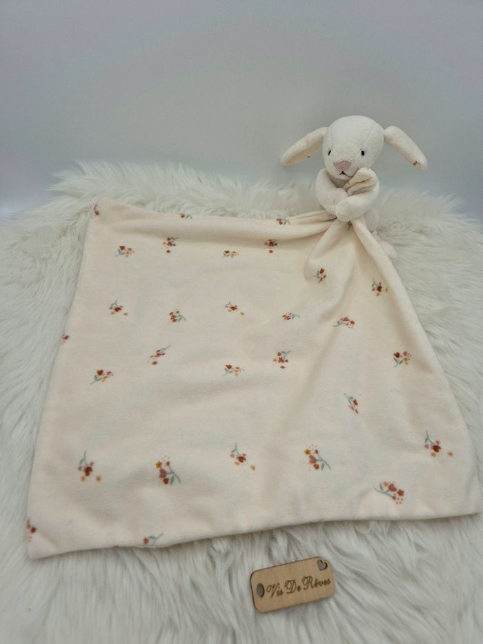 Doudou mouchoir Lapin Écru Fleurs Primark