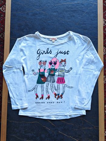 T-shirt blanc girls panthères DPAM 8 ans