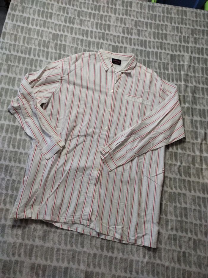 Chemise manches longues rayure rouge gris Peter Austin taille xl - photo numéro 1