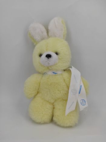 Peluche Lapin jaune ruban Nounours Vintage