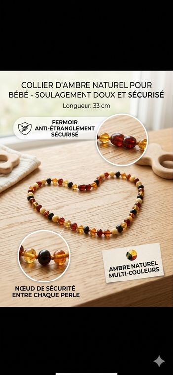 Collier d'Ambre Naturel pour Bébé