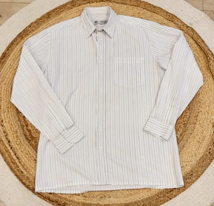 Chemise homme C&A rayée blanche/grise - Taille L - Très bon état