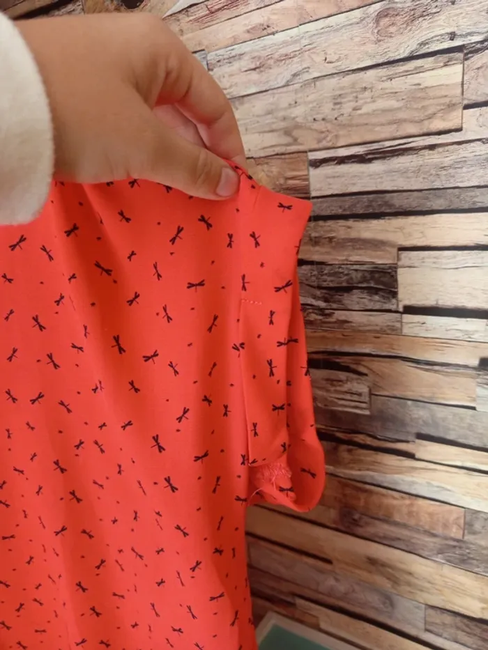 Blouse fluide légère orange motif libellule - photo numéro 3
