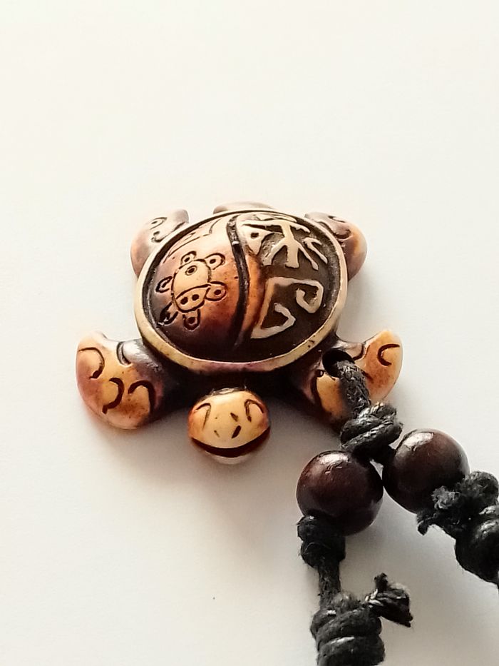 Collier corde réglable, pendentif tortue - photo numéro 3