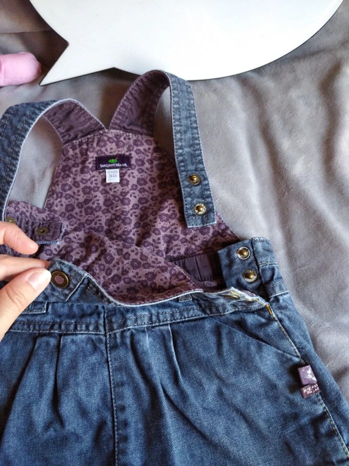 Robe jeans doublée style salopette Fille 12 mois Sergent Major 100% coton - photo numéro 10