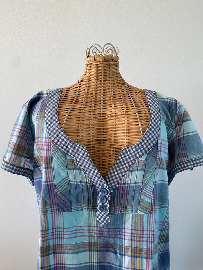 Blouse Camaïeu bleue à carreaux taille 40 - photo numéro 2