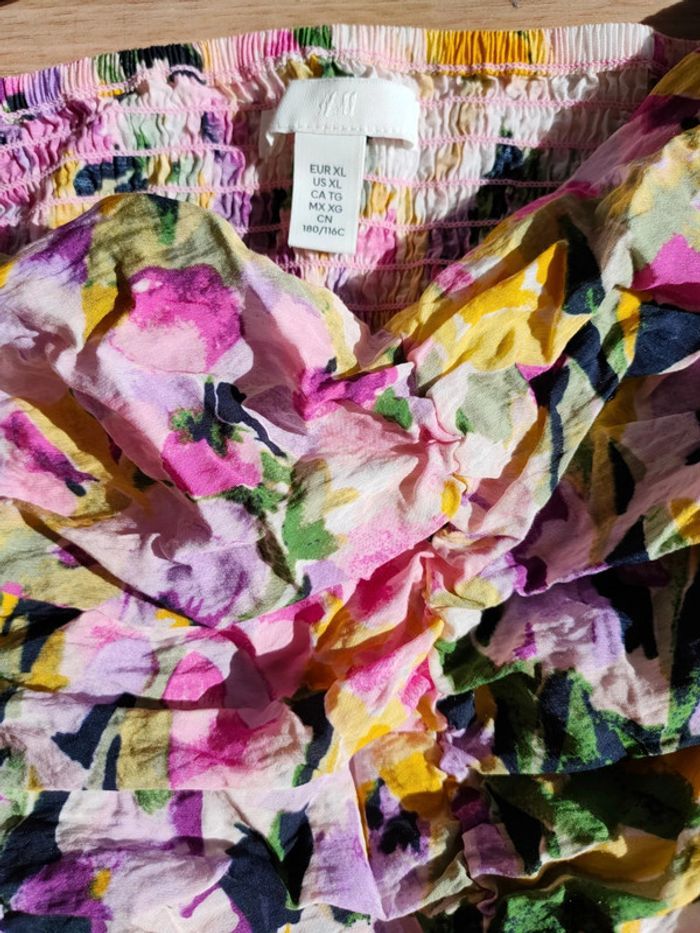 top à manches bouffantes fleuri lot de 2 h&m neuf taille XL - photo numéro 6