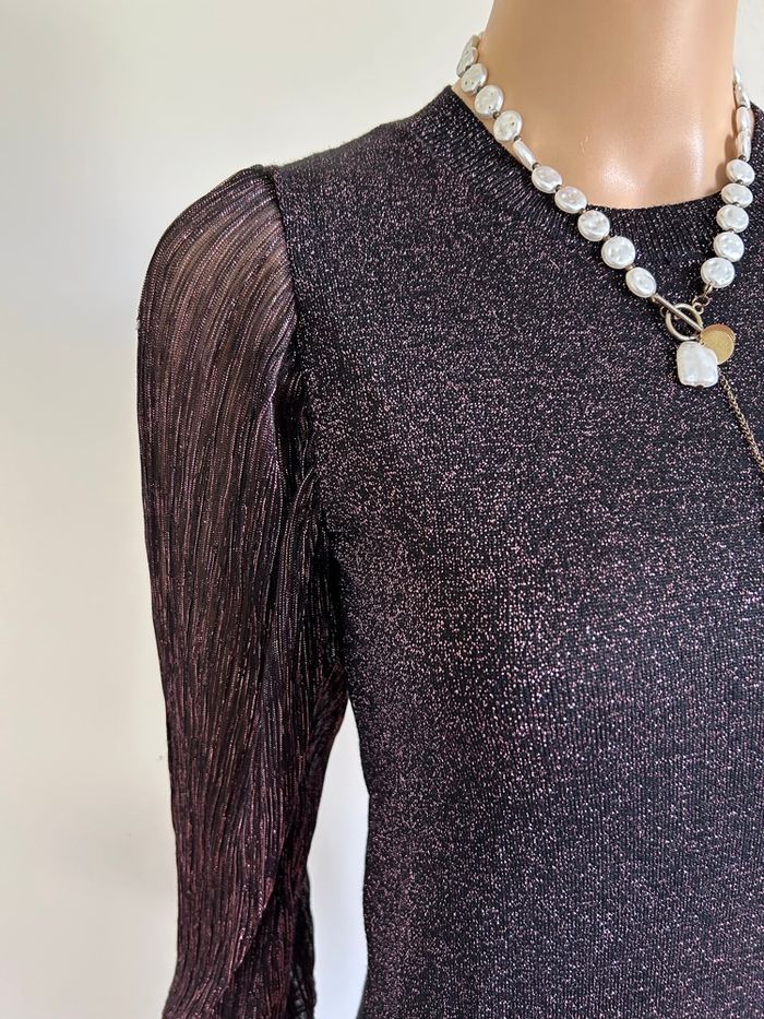 Pull violet pailleté à manches longues Morgan taille XS comme neuf - photo numéro 4
