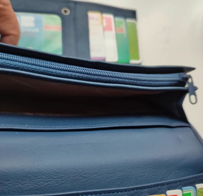 Portefeuille bleu en cuir neuf saison coffret - photo numéro 4