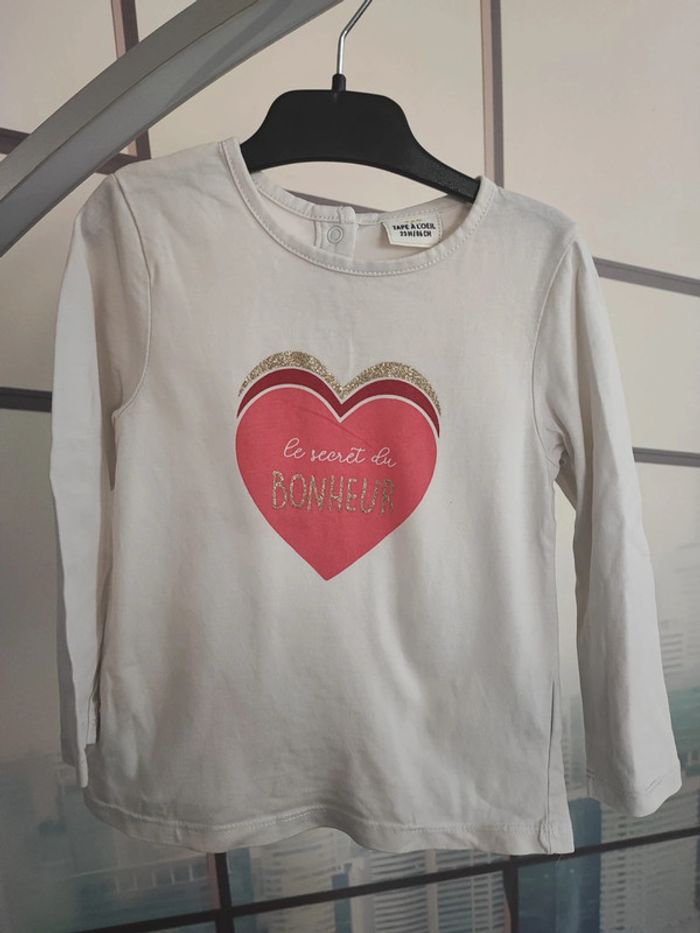 T-shirt manches longues blanc taille 23 mois - photo numéro 2