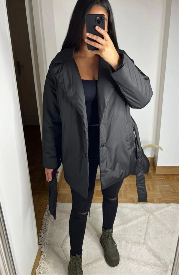 Doudoune noir avec ceinture - photo numéro 2