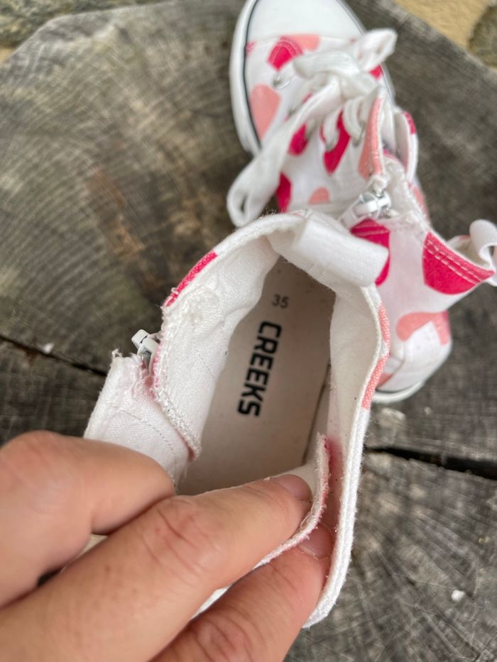 Basket blanche montante imprimée cœur rose - Creeks - photo numéro 7