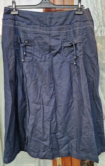 Jupe Claudia Gil en lin et coton bleu marine – taille 44