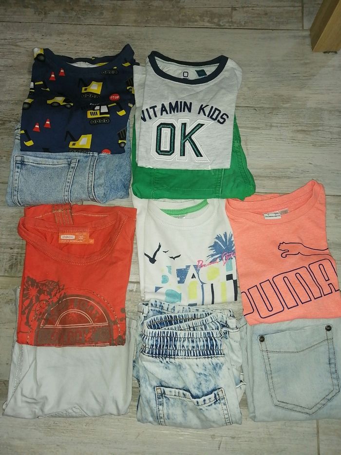 Lot  5 ensembles short + t shirt T 6ans