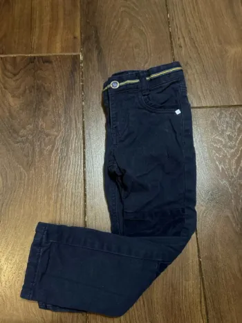 Pantalon garcon en coton et empiècements velours bleu marine sergent major 3 ans