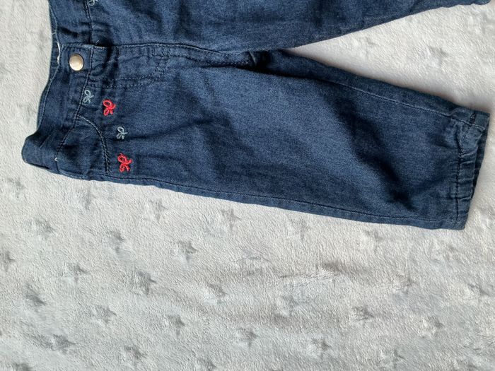 pantalon doublé couleur jean bleu foncé broderies poches 3 mois brioche - photo numéro 4
