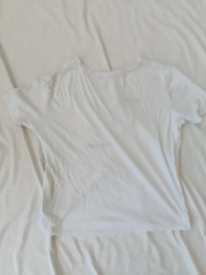 T-shirt basique manches courtes blanc love Kiabi taille M - photo numéro 3