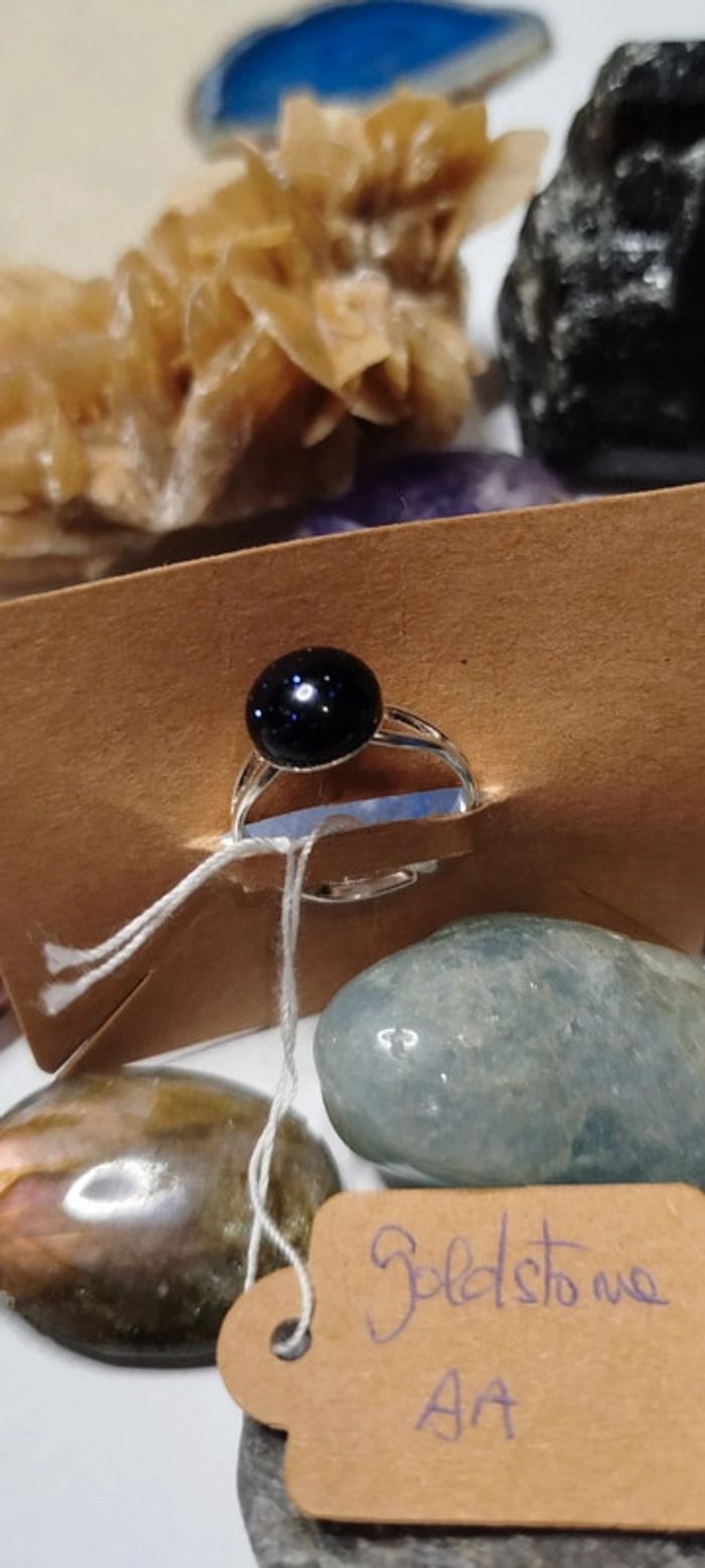 Bague sertie en Goldstone pailletée - photo numéro 4