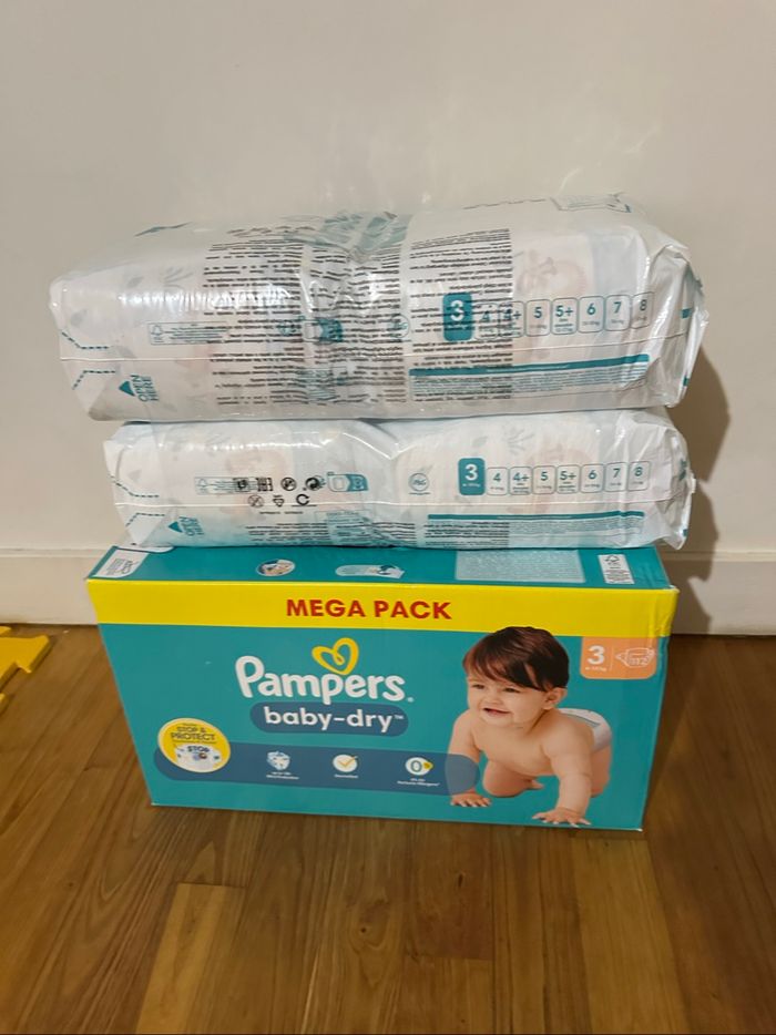 Lot de 2 paquets Pampers Baby-Dry Taille 3 – 224 couches neuves - photo numéro 2