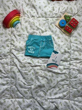 short turquoise et blanc 3 mois gémo