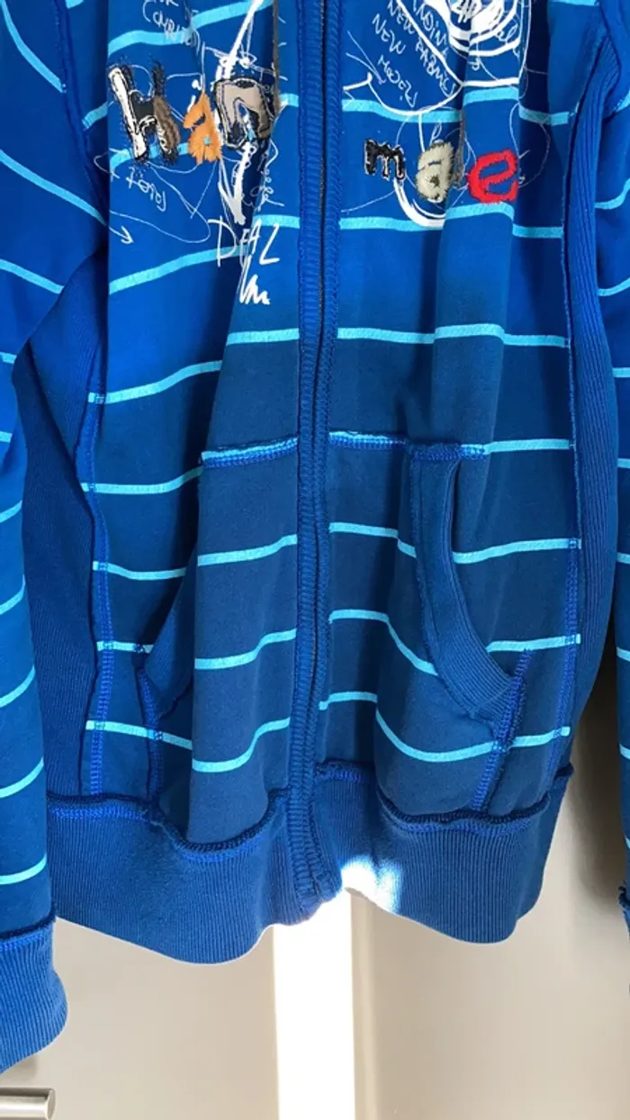 sweat-shirt à capuche homme à rayures bleu taille L Desigual - photo numéro 3