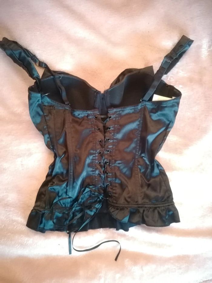 Top corset noir à ficelle en satin - photo numéro 3