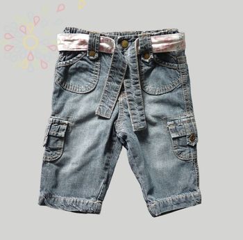 Pantalon denim jean bleu rose fleur H&M 4-6 mois 68 cm fille
